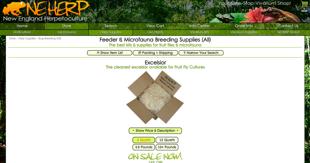 Supplies and Kits For Fruit Fly Cultures, Isopods, and Springtails