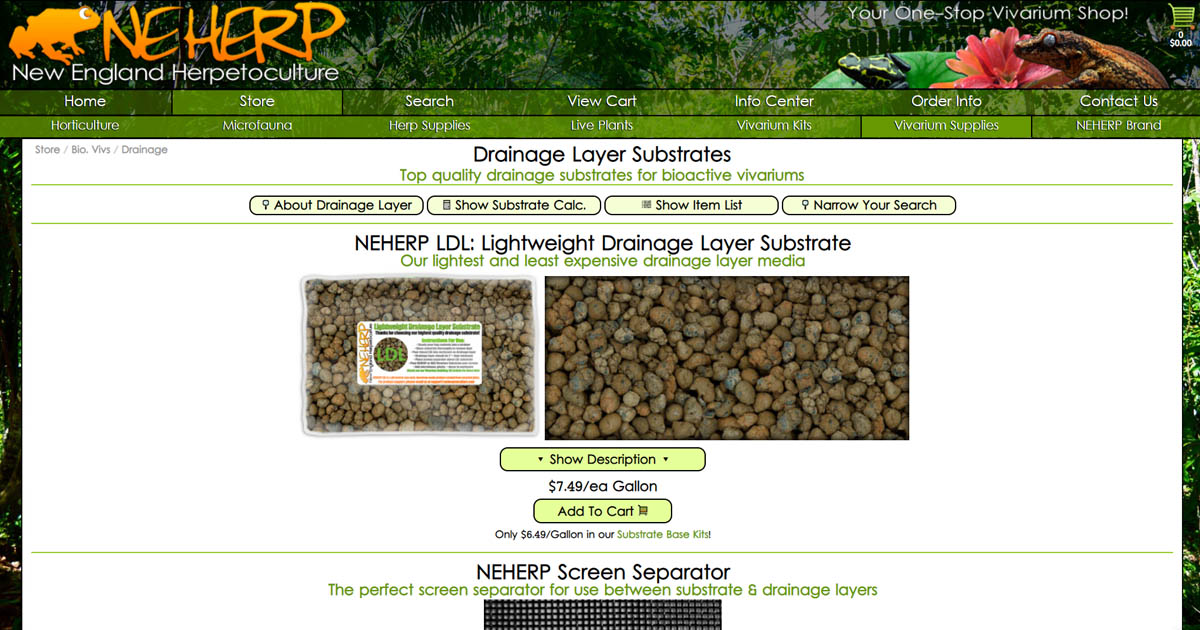 Drainage Layer Substrates For Bioactive Terrariums and Vivariums