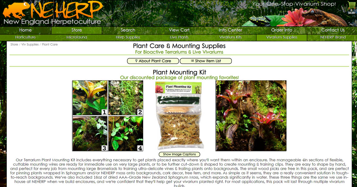 Plant Care Supplies For Bioactive Terrariums and Live Vivariums