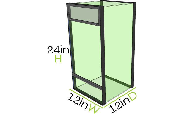 15G Vertical Aquarium Dimensions