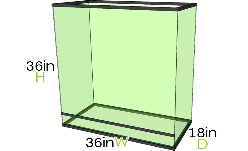 36x18x36 Terrarium Dimensions